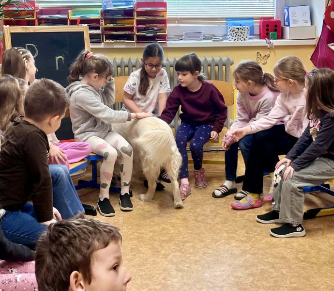 Školní pes Amálka na návštěvě v 1.C